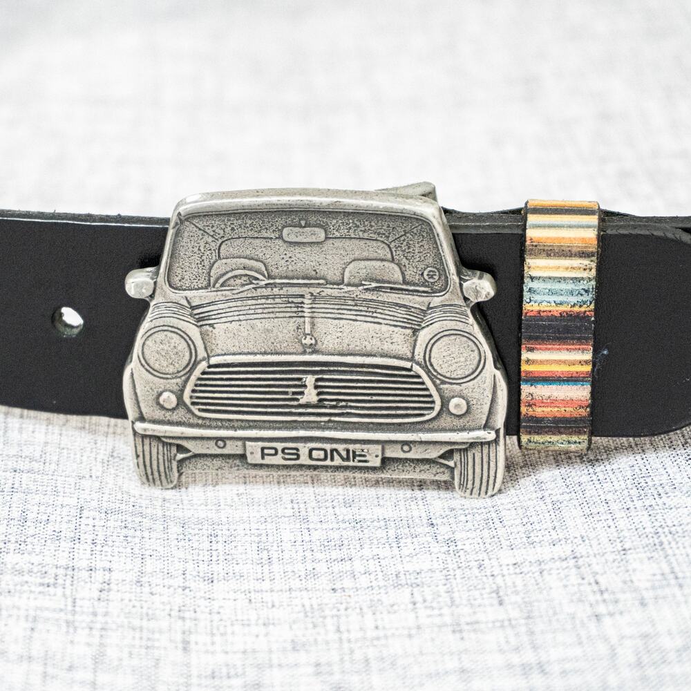 Paul Smith Mini Cooper Car Buckle Black Leather Belt Made In England Size 40